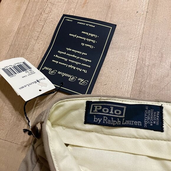 Polo Ralph Lauren Mens The Beaton Pant Pleated Dress Pants 38x32 Beige AN NWT - Picture 8 of 12